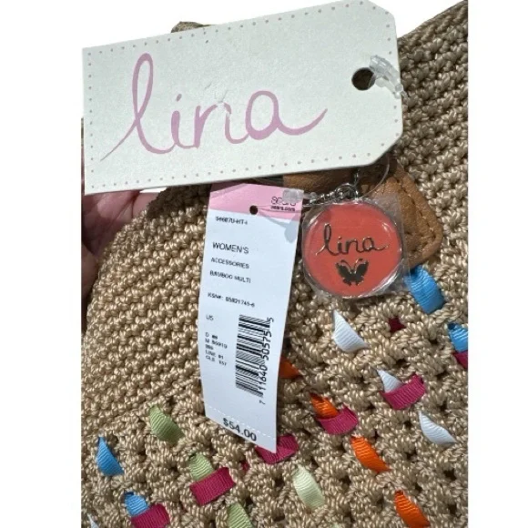 NWT Lina Woven Shoulder Bag Bamboo Multi Color - Picture 2 of 10